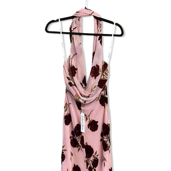 For Love And Lemons Velvet Halter Maxi Rose
Pink Floral Backless gown Revolve S - Picture 6 of 12